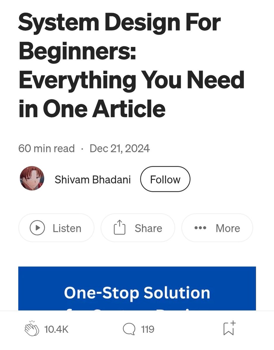 AmanSharma_554's tweet image. Best blog for beginners starting to learn system design