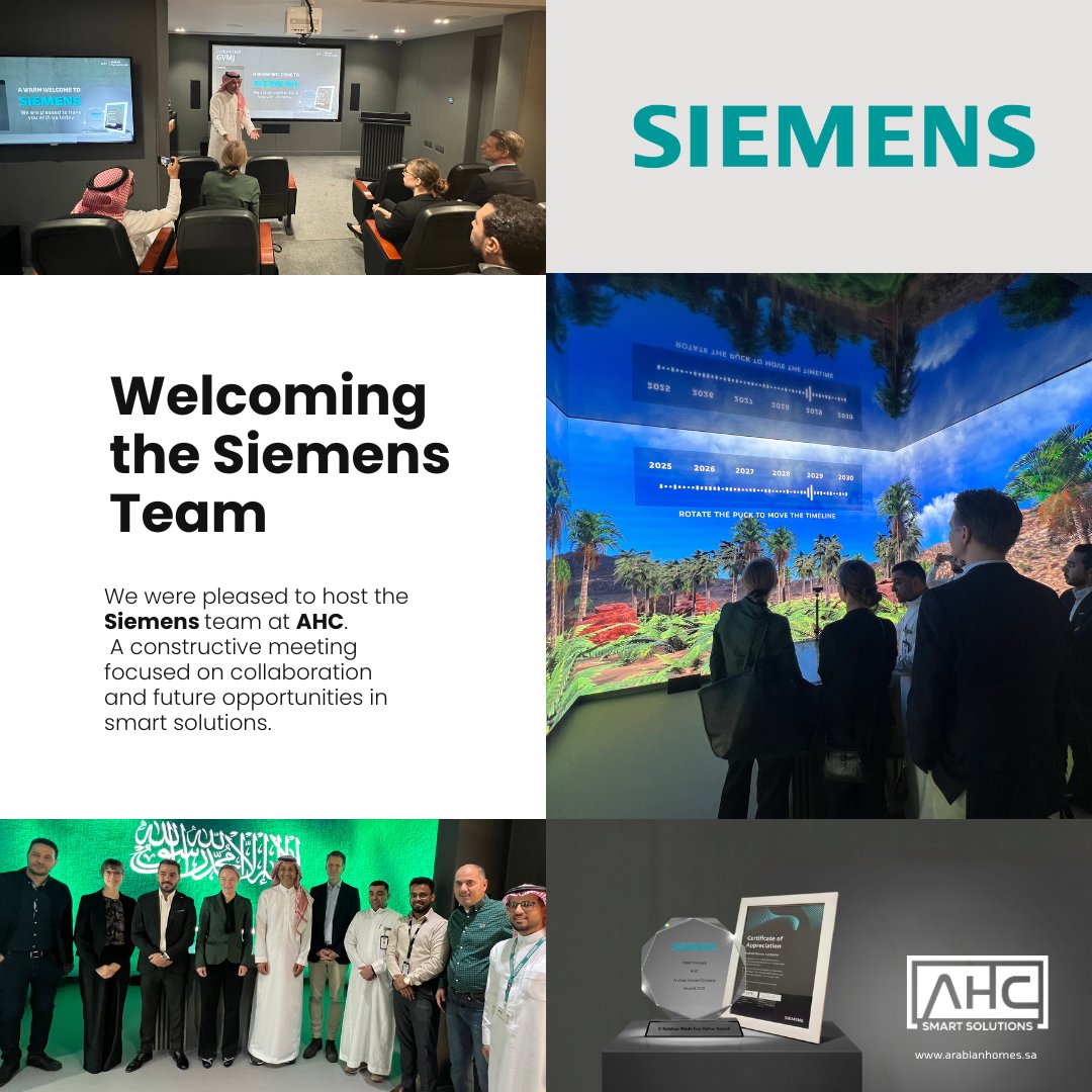 HomeArabian's tweet image. A pleasure to welcome the Siemens team to AHC.
A productive meeting focused on strengthening cooperation and exploring future opportunities in smart solutions.

#AHC #Siemens #SmartSolutions #Technology #Innovation #BusinessVisit #CorporateMeeting #Partnership #SmartSystems