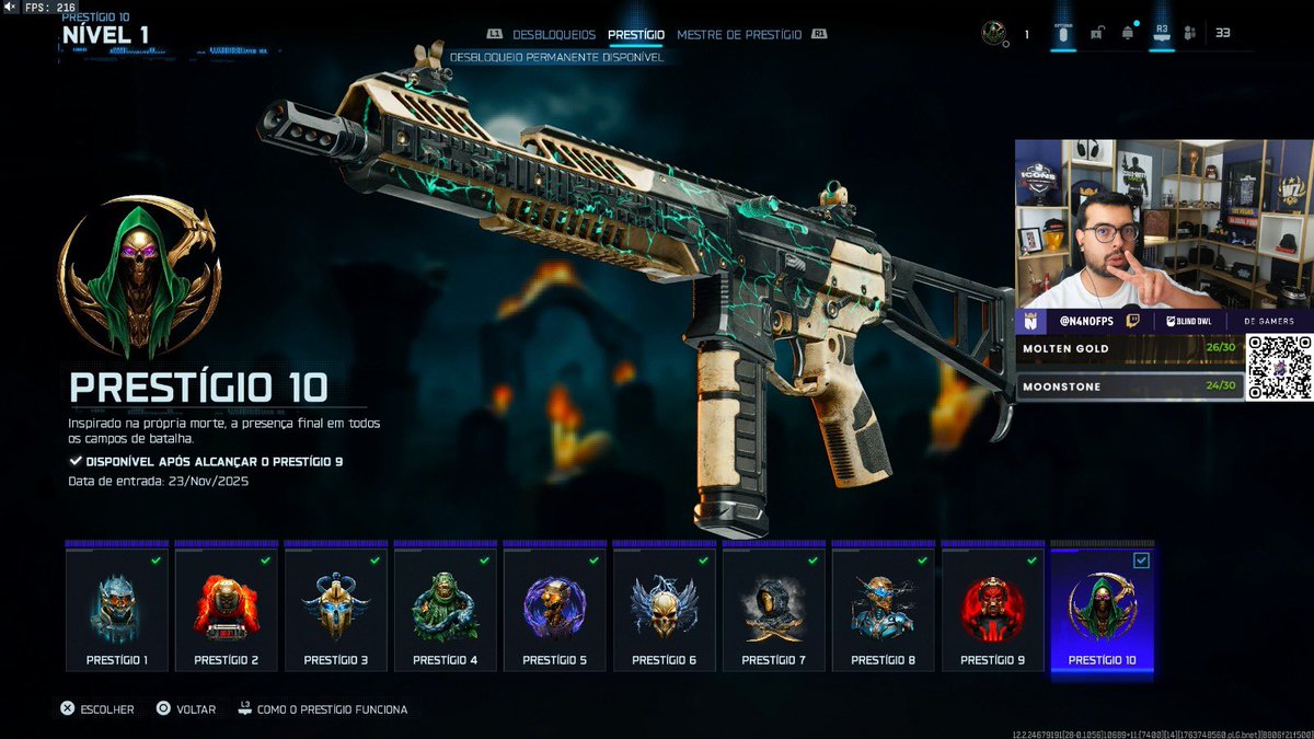 n4noFPS's tweet image. Chegamos no prestigio 10.
Singularidade ✅
Genesis (terminamos as golds e moonstone, vamos comecar amanha em live a ultima camo) 
Infestacao (assim que terminar a Genesis)

Amanha pegamos a Genesis e prestigio master.