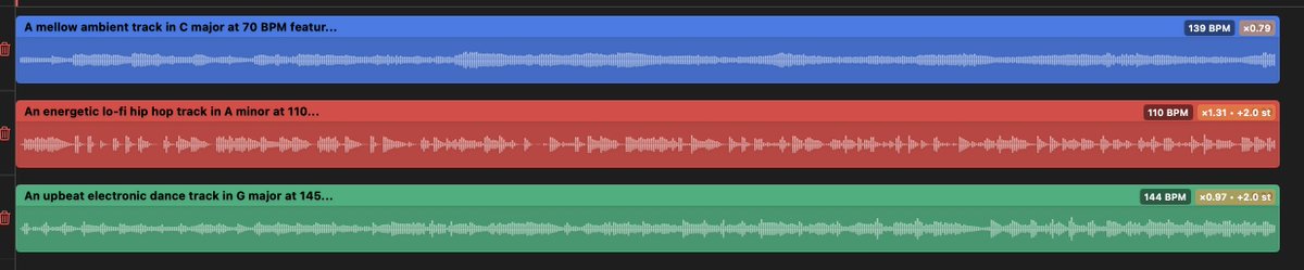 cgcardona's tweet image. Just shipped pro-grade visual feedback for @tellurstori&apos;s pitch &amp;amp; tempo intelligence 🎵

Every audio region now shows:
- Detected tempo (BPM)
- Musical key w/ confidence
- Applied pitch shifts
- Tempo adjustments
- Clear &quot;ANCHOR&quot; indicators

Real-time. Visual. Transparent.