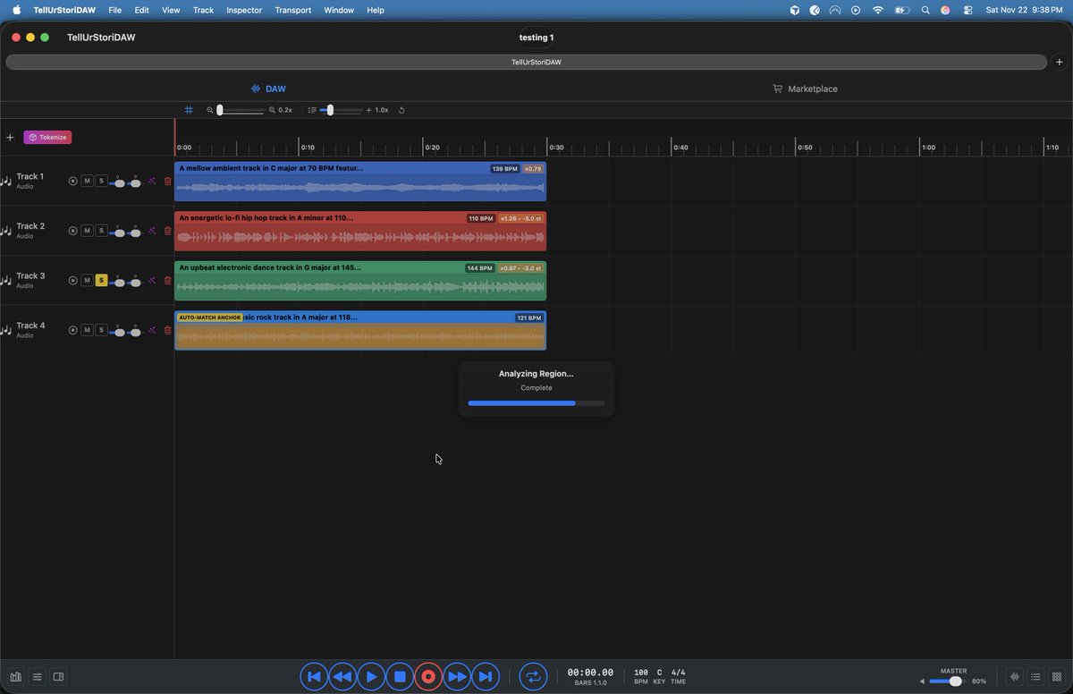 cgcardona's tweet image. Just shipped pro-grade visual feedback for @tellurstori&apos;s pitch &amp;amp; tempo intelligence 🎵

Every audio region now shows:
- Detected tempo (BPM)
- Musical key w/ confidence
- Applied pitch shifts
- Tempo adjustments
- Clear &quot;ANCHOR&quot; indicators

Real-time. Visual. Transparent.
