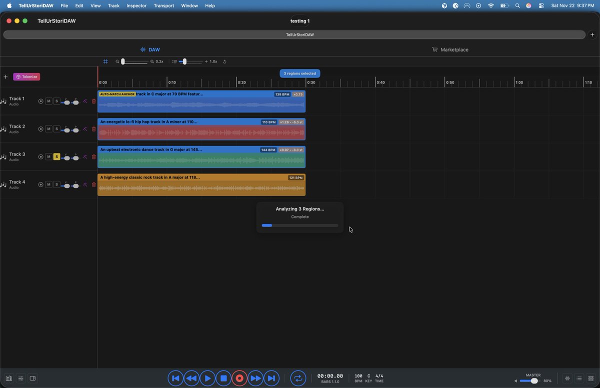 cgcardona's tweet image. Just shipped pro-grade visual feedback for @tellurstori&apos;s pitch &amp;amp; tempo intelligence 🎵

Every audio region now shows:
- Detected tempo (BPM)
- Musical key w/ confidence
- Applied pitch shifts
- Tempo adjustments
- Clear &quot;ANCHOR&quot; indicators

Real-time. Visual. Transparent.