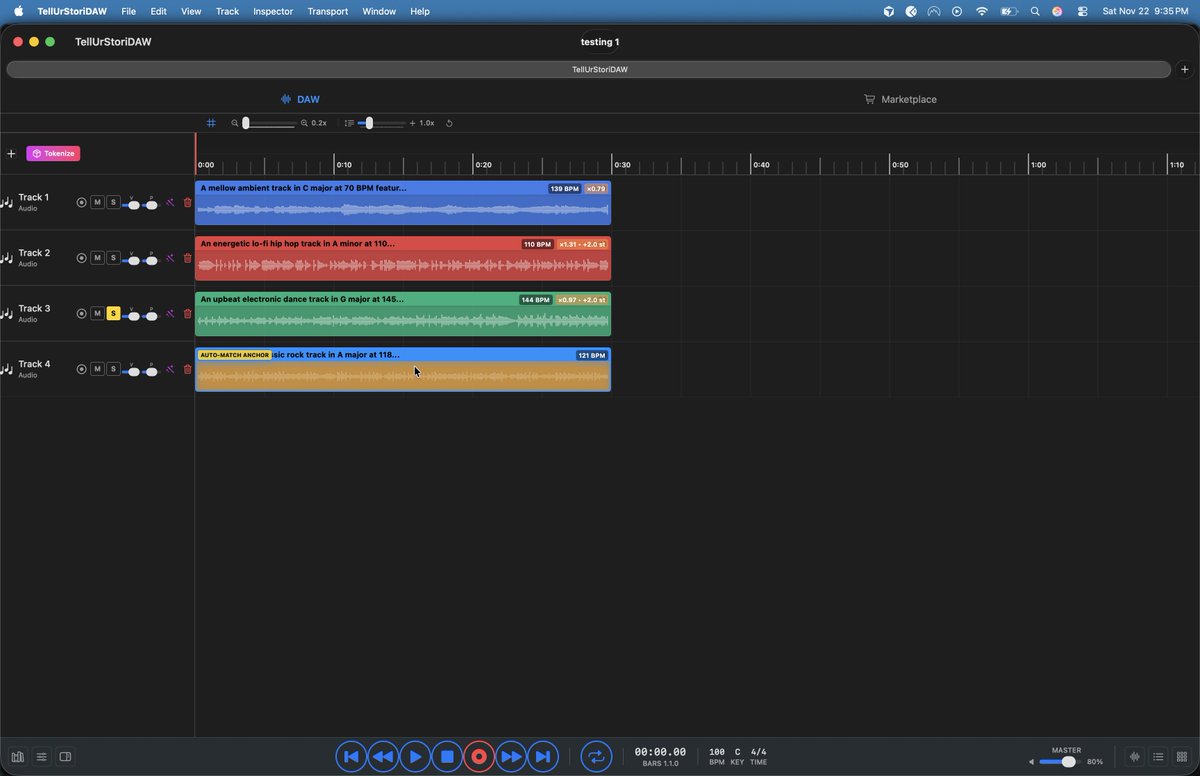cgcardona's tweet image. Just shipped pro-grade visual feedback for @tellurstori&apos;s pitch &amp;amp; tempo intelligence 🎵

Every audio region now shows:
- Detected tempo (BPM)
- Musical key w/ confidence
- Applied pitch shifts
- Tempo adjustments
- Clear &quot;ANCHOR&quot; indicators

Real-time. Visual. Transparent.