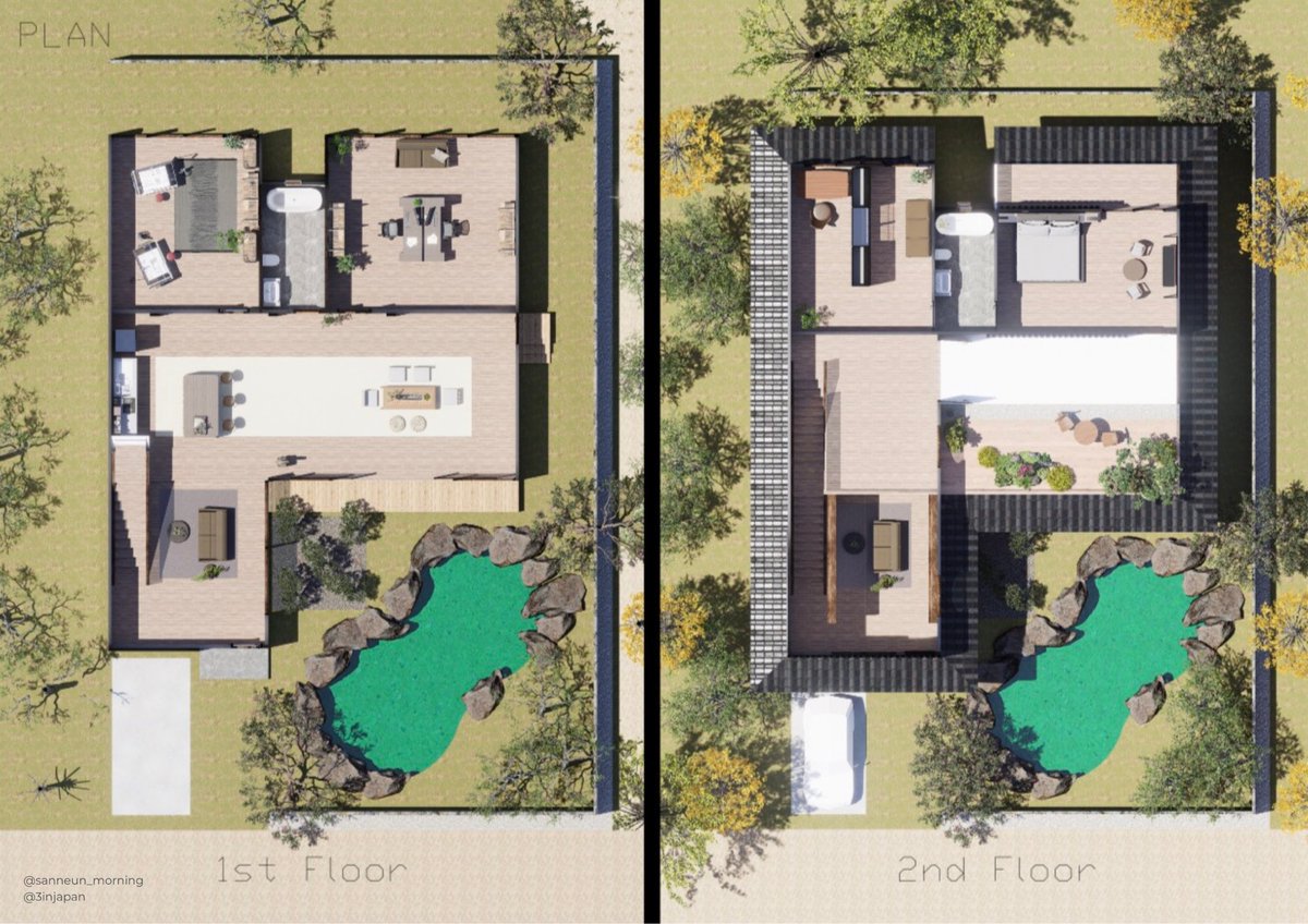 sanneun_morning's tweet image. บ้านพี่ปริมเป็นสไตล์นี้ เลยหยิบยกบรรกาศมาใช้ ให้รินรู้สึกว่า ตัวเองไม่ได้ห่างบ้านเลย

โซนนิ่งกับ List of function ได้มาจากการวิเคราะห์ Behavior คร่าวๆ ชั้นล่างจะมี living kc และ dining จะค่อนข้าง public (เผื่อมีแขก) และจะมีโซนสำคัญที่ public &amp;lt; คือ home office กับ studio—

(ต่อ)