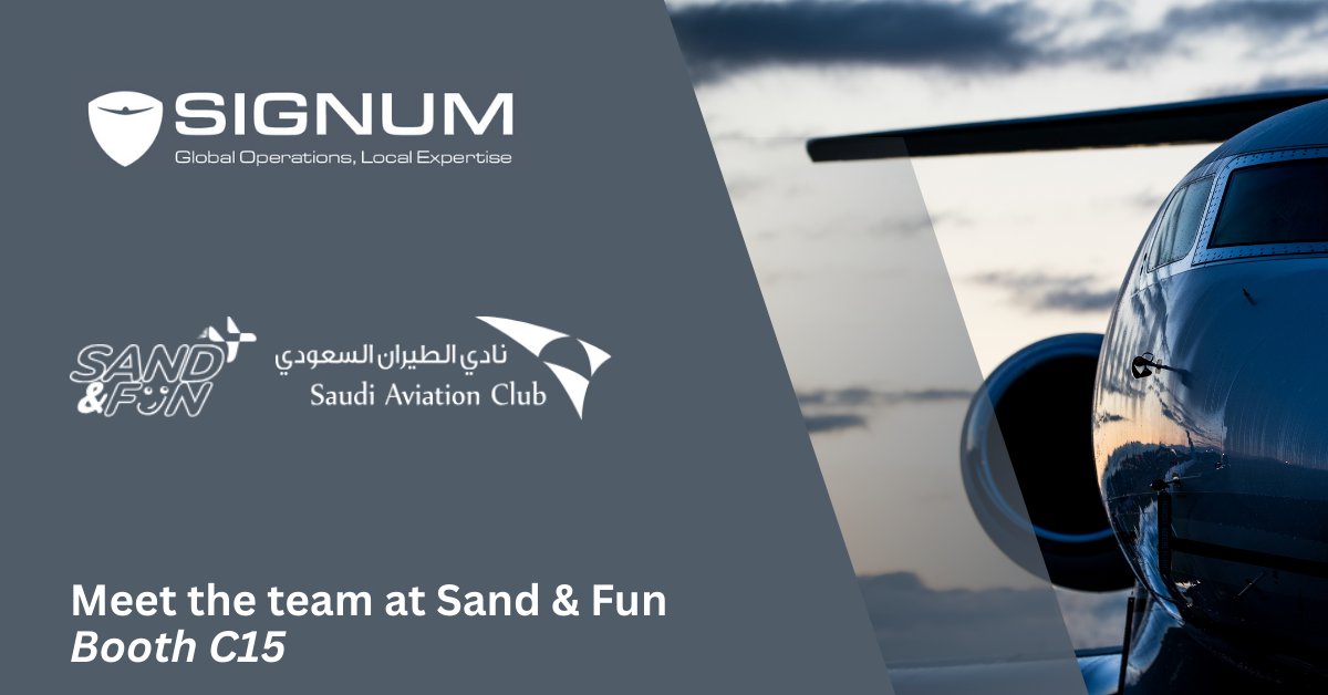 SignumAviation's tweet photo. We’ll be in Riyadh this week for Sand &amp; Fun. If you’re attending, Awais, David and Asha would love to connect about dependable support for Saudi operations, winter schedules, and short-notice missions.

Message us to coordinate a time, we’ll be at booth C15. https://t.co/H7NsE2IO5C