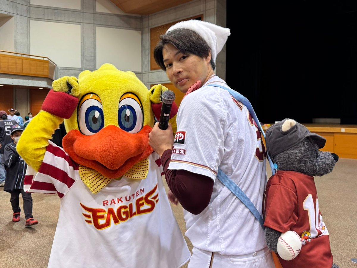 中島大輔 選手は福島応援団長として活躍中🎤💚🩵 スイッチくんとお揃い