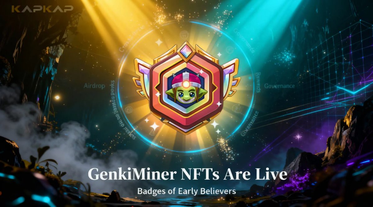 Kapkap_Hub's tweet photo. 🚀 GenkiMiner NFTs are LIVE!

On-chain badges that prove your participation & contribution in the #KapKap ecosystem 💎

They don’t boost mining power, they amplify your future.

NFT holders unlock:
✅ Token airdrop access & multipliers
✅ Cross-game perks across KapKap
✅ Bonus quests & reward channels
✅ Event & whitelist priority
✅ Future governance rights

Higher tiers = greater benefits.
A badge for early believers and the value they create.

🎮 Portal: https://t.co/jORRZ9sdr6

#KapKap_GenkiMiner
