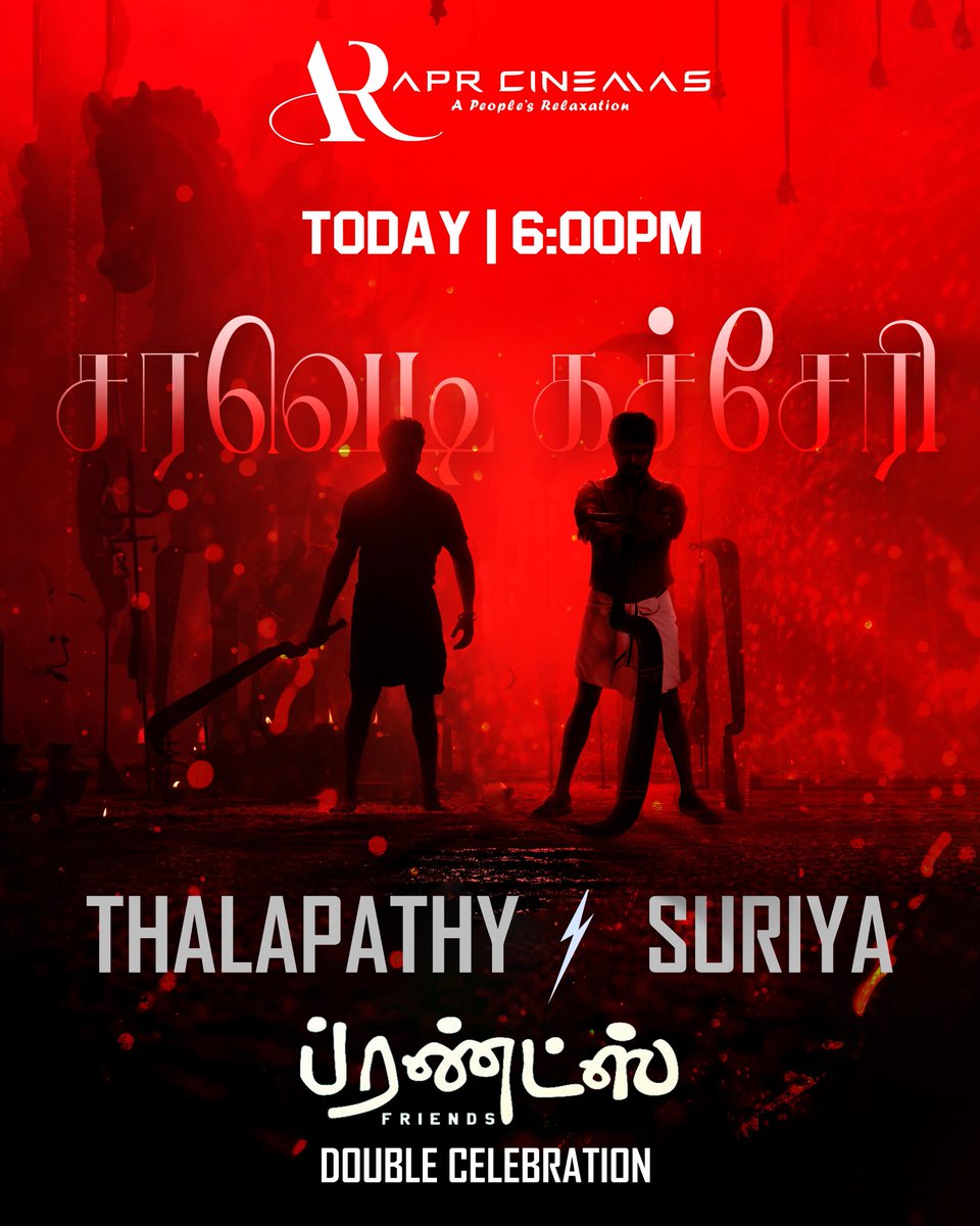 AprJeyamCinemas's tweet image. Saravedi 💥 kacheri today at 6:00pm 
#Suriya #godmode #thalapathykacheri #Vijay #Madurai #aprcinemas