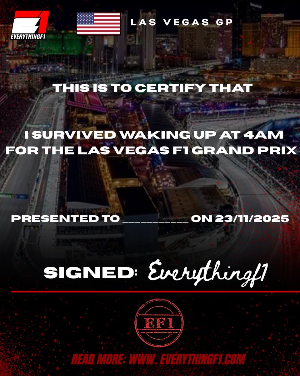 EverythingETS's tweet photo. Congrats European fans 👏 you did it! Here is a certificate to celebrate your achievement 🎉🤣 new found respect for fans who watch F1 at this hour every week 👏 https://t.co/Pihl539JRY