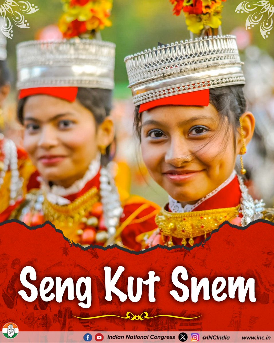 INCMumbai's tweet image. Warm greetings on Seng Kut Snem from the Congress family. 

This day reminds us of the rich cultural heritage, unity and timeless values of the Khasi community. 

May the spirit of harmony and identity continue to inspire everyone.

#SengKutSnem #Meghalaya #Congress #India…