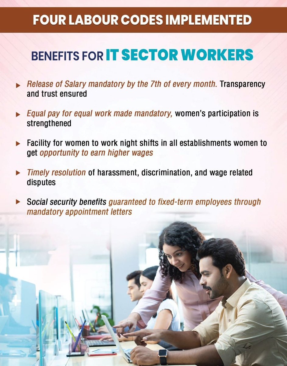 Connect2Tanisha's tweet image. The recently introduced Labour Codes represent a significant move toward establishing a more transparent and worker-centric regulatory structure. We are committed to working closely with all stakeholders to enable seamless implementation and sustained advancement.

#LabourCodes