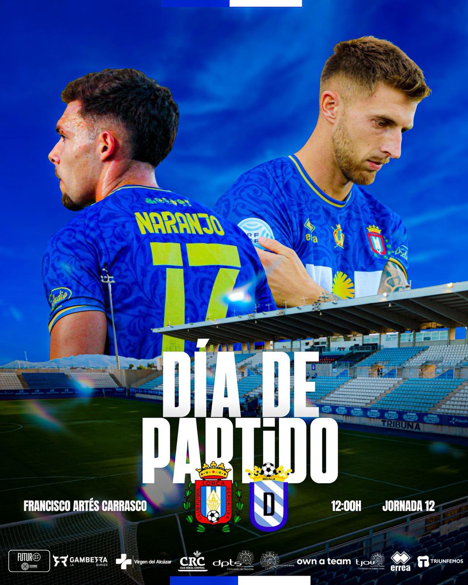 lorcadeportiva's tweet image. ⚔️ 𝗗𝗜𝗔 𝗗𝗘 𝗣𝗔𝗥𝗧𝗜𝗗𝗢

𝗛𝗢𝗬 𝗝𝗨𝗘𝗚𝗔 𝗘𝗟 𝗟𝗢𝗥𝗖𝗔 🤜🏻🤛🏻

🏆 𝟮𝗥𝗙𝗘𝗙 | 𝗚.𝗜𝗩 | 𝗝𝗼𝗿𝗻𝗮𝗱𝗮 𝟭𝟮
🆚 @UDMelilla 
⌚️ 𝟭𝟮:𝟬𝟬𝗛
🏟️ 𝗙𝗿𝗮𝗻𝗰𝗶𝘀𝗰𝗼 𝗔𝗿𝘁𝗲𝘀 𝗖𝗮𝗿𝗿𝗮𝘀𝗰𝗼
📺 webdirecto.com/club/triunfemo…

#LorcaDeportivaUDMelilla 
#SoloySiempreLorcaDeportiva