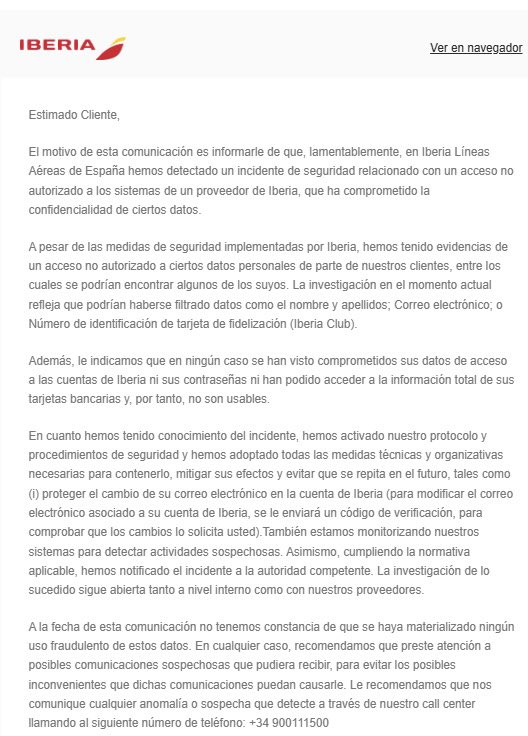 H4ckmanac's tweet image. 🚨Cyber Alert‼️ 

🇪🇸Spain - Iberia

Iberia Airlines reports a security incident involving unauthorized access to an external provider, exposing customer names, emails, and Iberia Club loyalty IDs.

Sector: Air Transport
Threat class: Cybercrime

Status: Confirmed