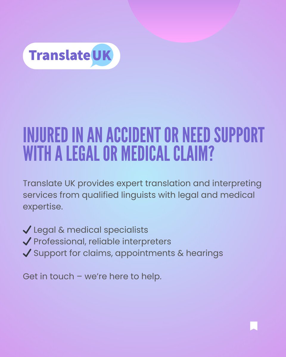 TranslateUK's tweet image. Accurate communication is crucial, particularly for legal and medical matters.

Translate UK delivers professional support you can rely on when it matters most.

Have a query? Send us a message, we are happy to assist.

#translationservices #personalinjury #law