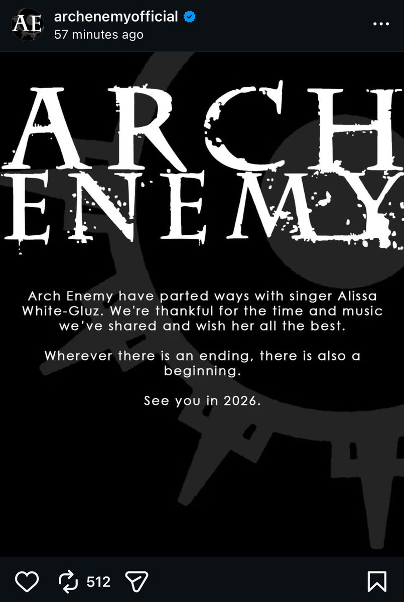 XtremeMerch's tweet image. [BREAKING NEWS] Alissa White-Gluz keluar dari Arch Enemy.