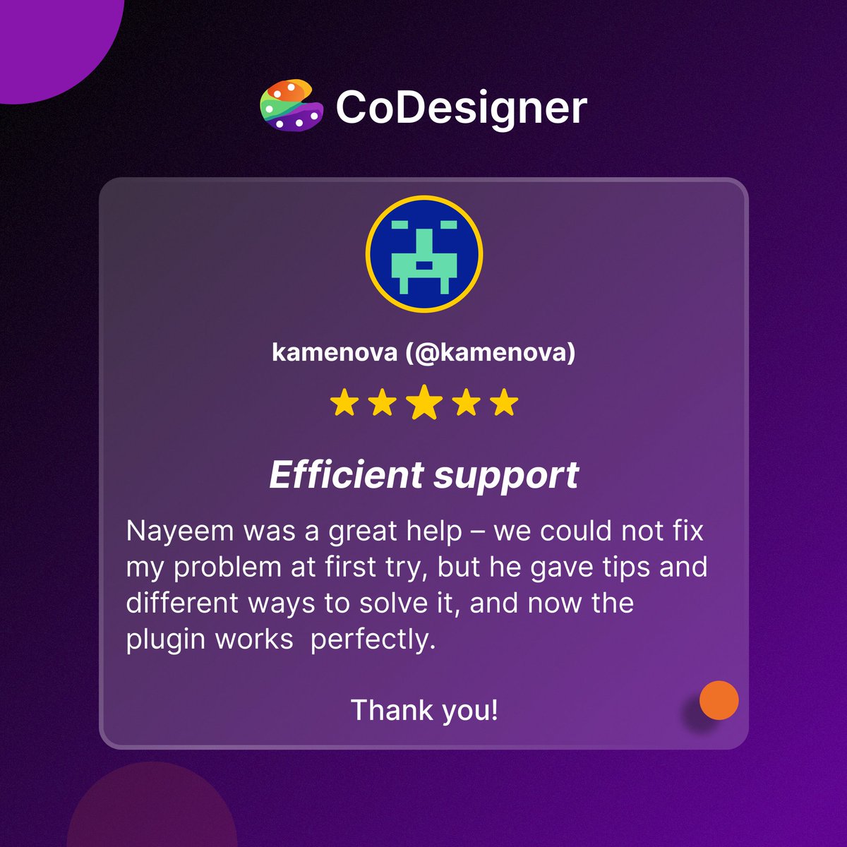 codexpertio's tweet photo. We’re truly grateful for your kind words!
Hearing that our support team made your experience smooth and efficient truly makes our day. 🙌
We don’t just build tools — we build trust 💪
Check it out: https://t.co/bhzDtn5KeH
#UserFeedback #CoDesigner #Codexpert https://t.co/Wair8N2Sja