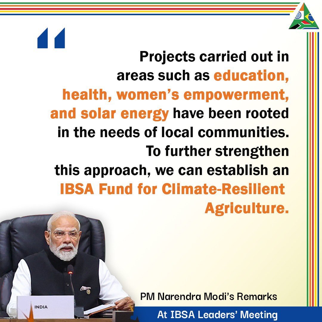 airnewsalerts's tweet image. Highlights of PM @narendramodi’s remarks at the IBSA Leaders’ meeting: 

 &quot; Today&apos;s world appears fragmented and divided in many directions. At such a time, IBSA can provide a message of unity, cooperation, and humanity: &quot; PM Modi  

#IBSALeadersMeeting | #PMModi |…