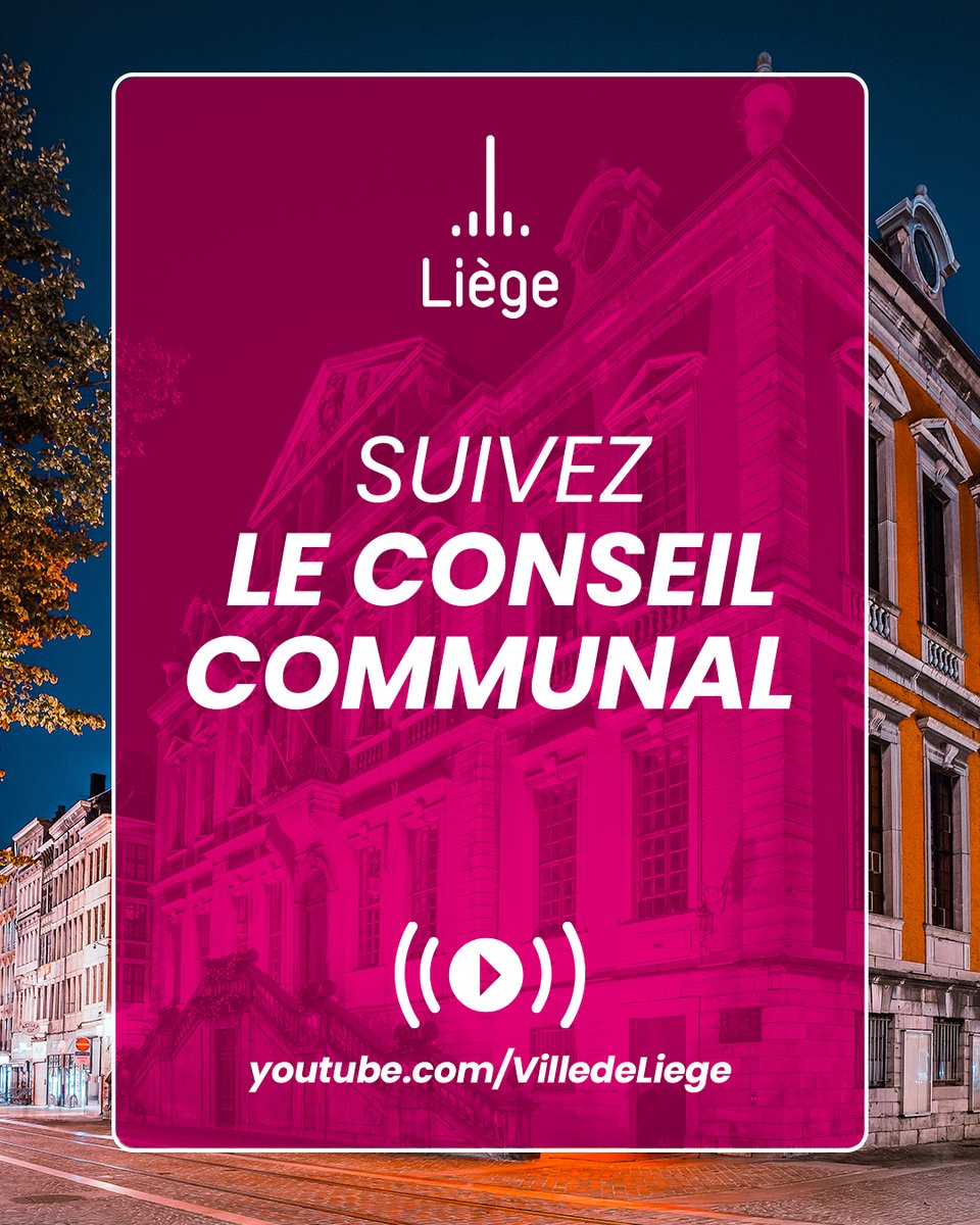 📣🎥 Ne ratez pas la diffusion du prochain Conseil communal ce lundi 24 novembre 2025 à partir de 18h. Suivez les discussions en direct 🎥 depuis l'Hôtel de Ville ou en ligne via conseilcommunal.liege.be ou notre chaîne YouTube. Pour plus d'informations 👇
liege.be/fr/actualites/…