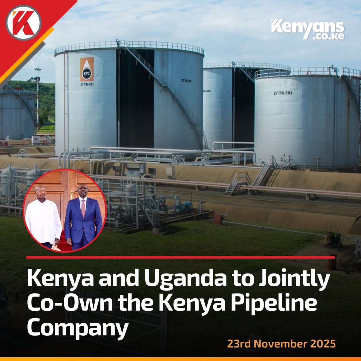 Kenyans's tweet image. Kenya and Uganda to jointly co-own the Kenya Pipeline Company