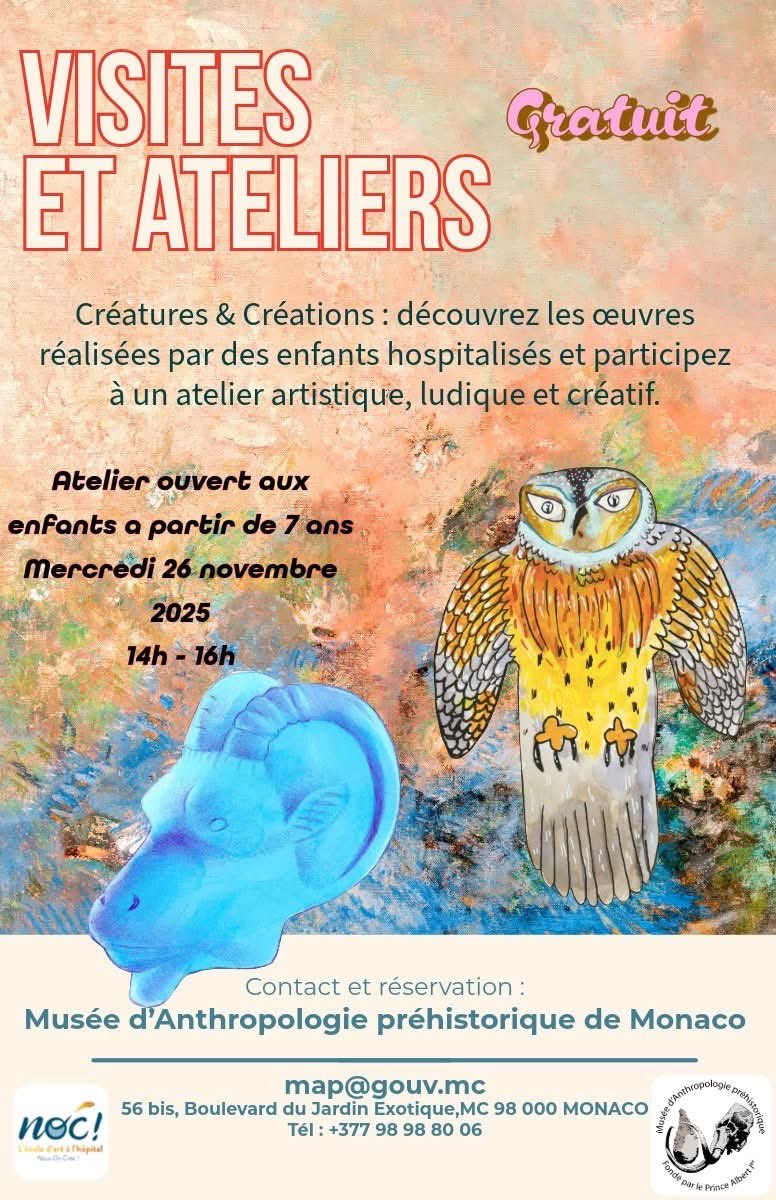 🎉 Surprise au Musée d’Anthropologie Préhistorique de Monaco ! 
🐾

⚠️ Places limitées – inscription obligatoire sur 👉 map-gouv.mc/creatures-crea…

Venez vivre une aventure préhistorique unique ! 🏛️✨

#Monaco #MuséeMAP #AnimationEnfants #Archéologie #Création #Animaux #Surprise