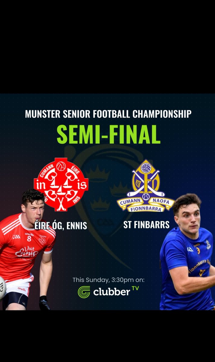 Clare champions <a href="/CLGEireOgInis/">CLG Éire Óg Inis</a> are 1 step away from having both hurling &amp; football teams in a <a href="/MunsterGAA/">Munster GAA / Comhairle na Mumhan</a> final. A team who knows all about dual success <a href="/the_Barrs/">St Finbarr’s National H&F Club</a> stand in their way. We will have all the action live on <a href="/clubber/">Clubber</a> from 15:20