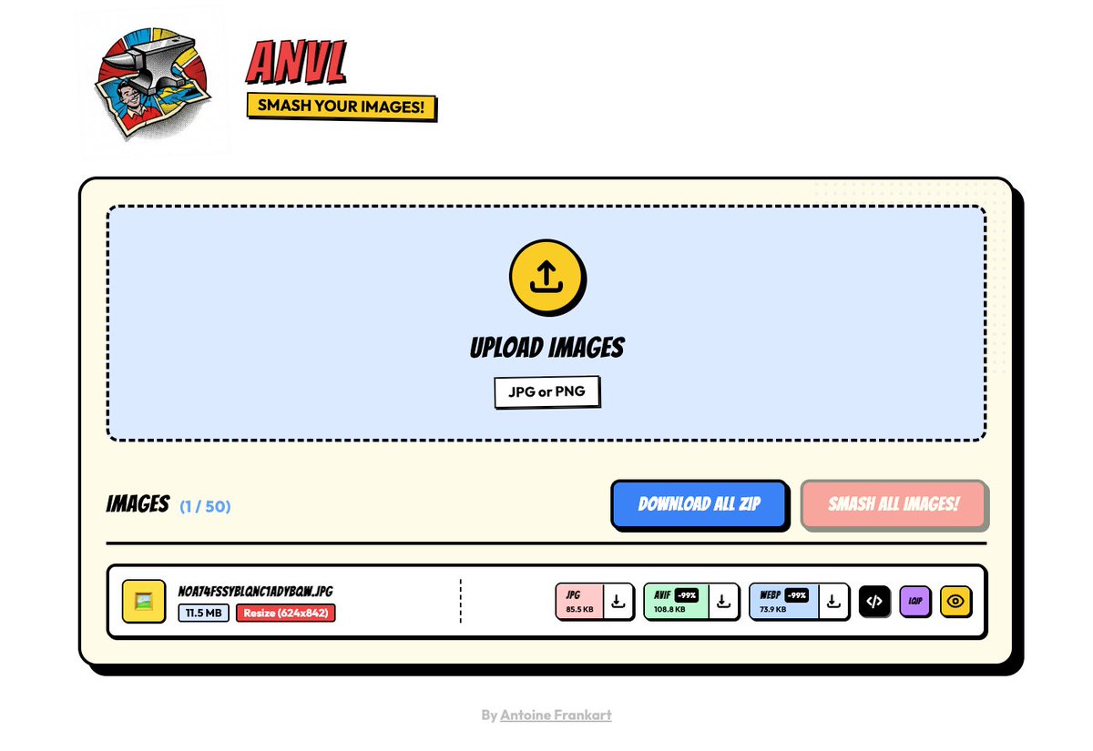 eMeRiKa's tweet image. 🖼️ Just shipped new features for my image optimizer tool! 

Perfect for developers seeking an easy way to optimize images:
- Resize Option 
- Before/After Preview 
- Low-Quality Image Placeholders (LQIP). 

Link below 👇