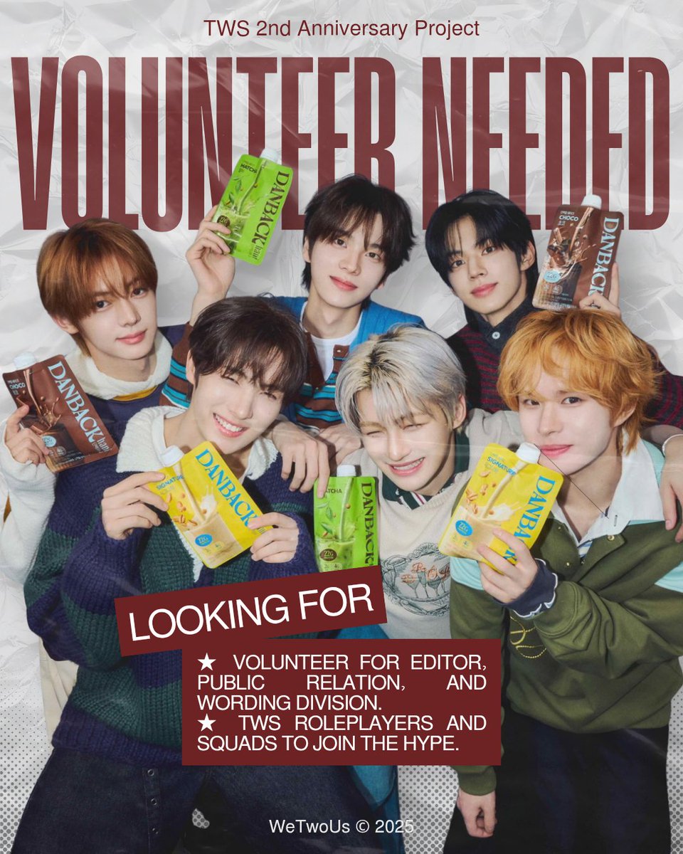 WeTwoUs's tweet image. “+42 is calling...” 

A search party is happening in WeTwoUs! The buzz won’t stop unless answered, what’s the urgency? Oh, TWS’ anniversary comes soon and they need 𝘃𝗼𝗹𝘂𝗻𝘁𝗲𝗲𝗿𝘀! [s.id/Volunteer2ndAn…] Would you take the chance? TWS RPs and SQs are welcome too! 💌📢