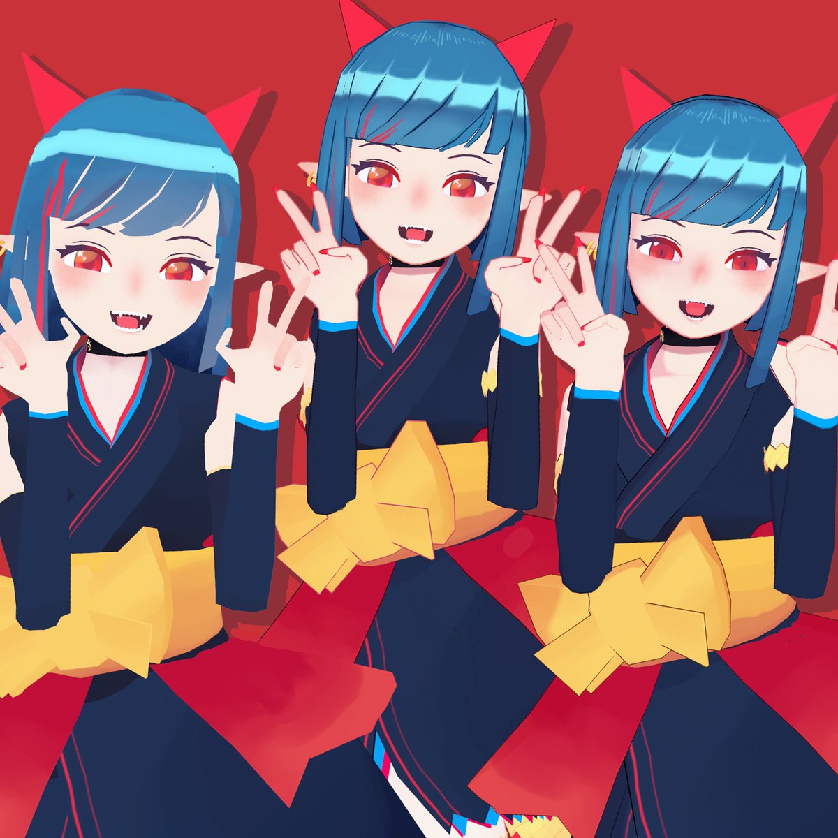 きんさんページ　⭐︎ヨル⭐︎ 並べてみると確かに違うクラシック夜中ヨルたち…🔺🔺 #夜中ヨル