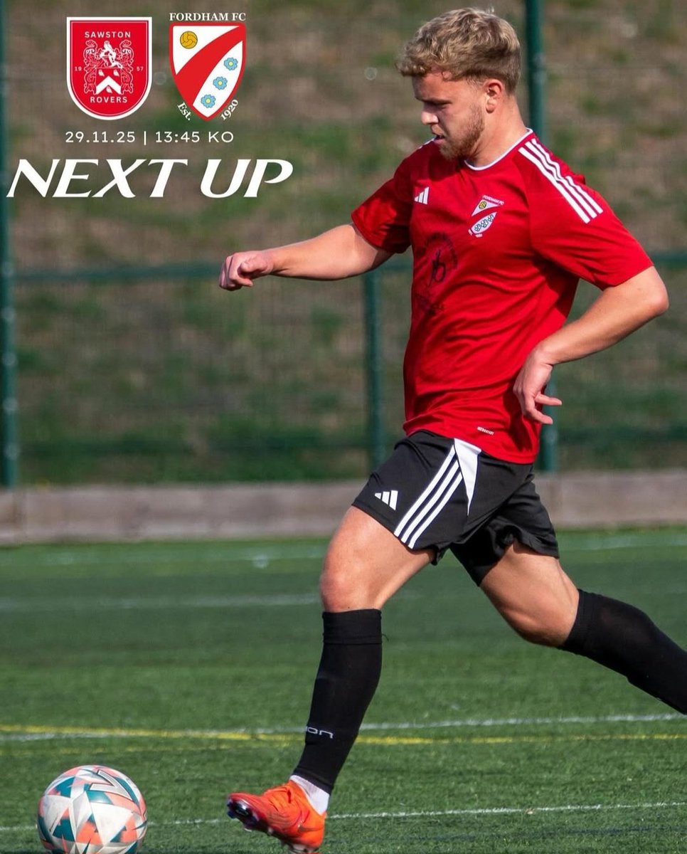 FordhamFC's tweet image. Break from league action next weekend as we head over to @SawstonRoversFC in the cup 🏆first game against them this season and we're expecting a tough test but looking forward to it 🔴⚫️⚽️