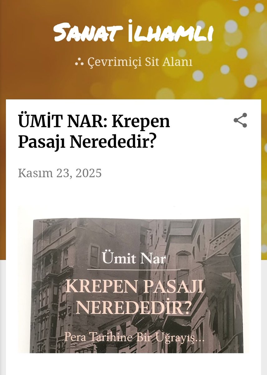 sanatilhamli.blogspot.com/2025/11/umit-n…
Yazar <a href="/hermessahaf/">Ümit Nar</a> ile bir İstanbul turu 🙏🎬💛📖