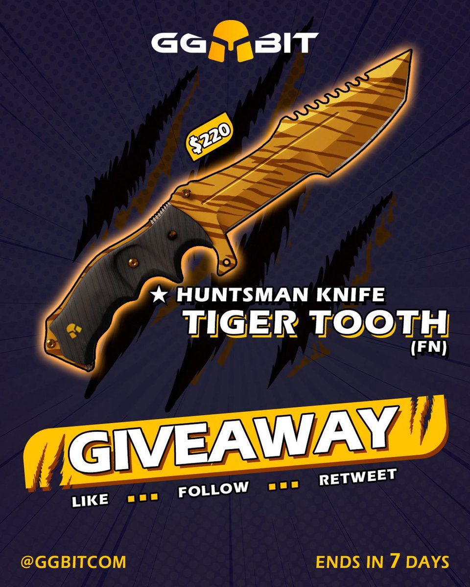 rgLyCS's tweet image. 🎁$220 Huntsman Knife | Tiger Tooth💛

To enter:
✅Retweet &amp;amp; Like,
✅Follow: @rgLyCS, @GGBITCOM,
✅Tag a friend.

🍀Good Luck!
⏰Ends in 7 days!

#CS2 #CS2Giveaway