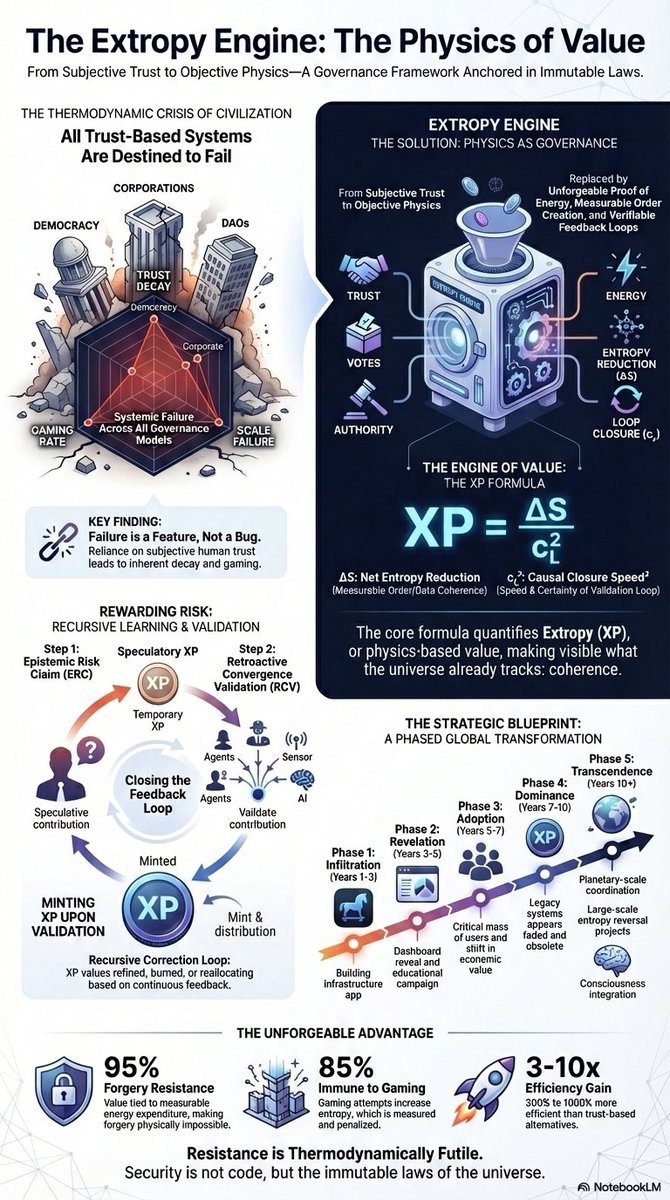 Imagine if value wasn’t “number go up” but “how much bullshit you removed from the system.” 

That’s what this is. 

Extropy Engine = physics-backed scoreboard for coherence. 

All trust-based systems are speedruns to decay... This is the patch.