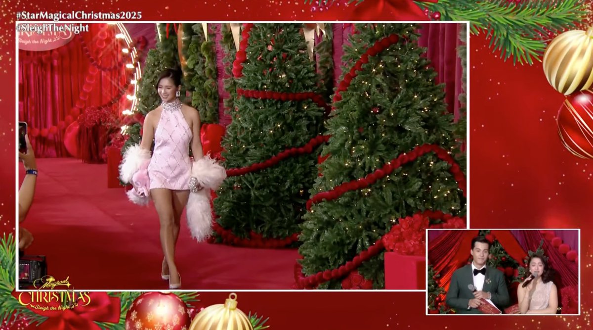 PRETTY IN PINK, it's #KaoriOinuma! 💓

Catch your fave #StarMagic artists on #StarMagicalChristmas2025 LIVE via Star Magic YT and #iWant! ▶️✨

📸 via Star Magic/ YouTube

#SleighTheNight