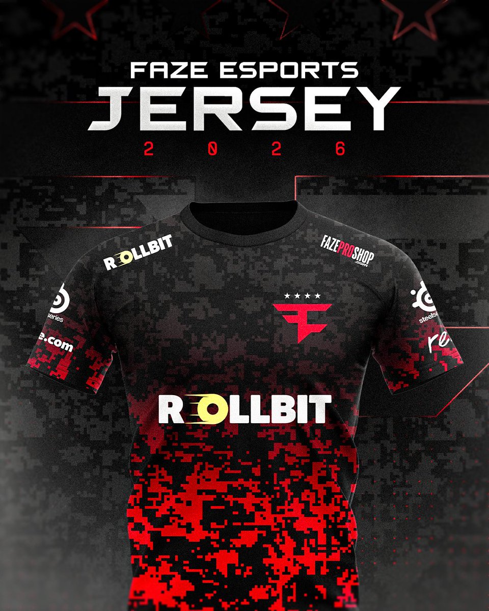 FaZeEsports's tweet image. FAZE ESPORTS 2026 JERSEY

AVAILABLE NOW ON FAZE PRO SHOP ⭐️
