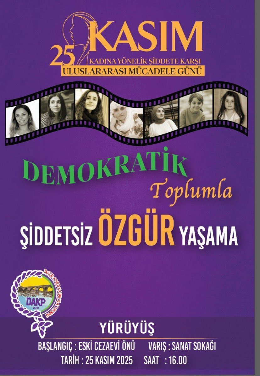 Amedli kadınlar, 25 Kasım finalini yürüyüşle yapacak. Kadınlar, 25 Kasım günü saat 16.00’da eski cezaevi önünden başlayarak sanat sokağına kadar yürüyecek