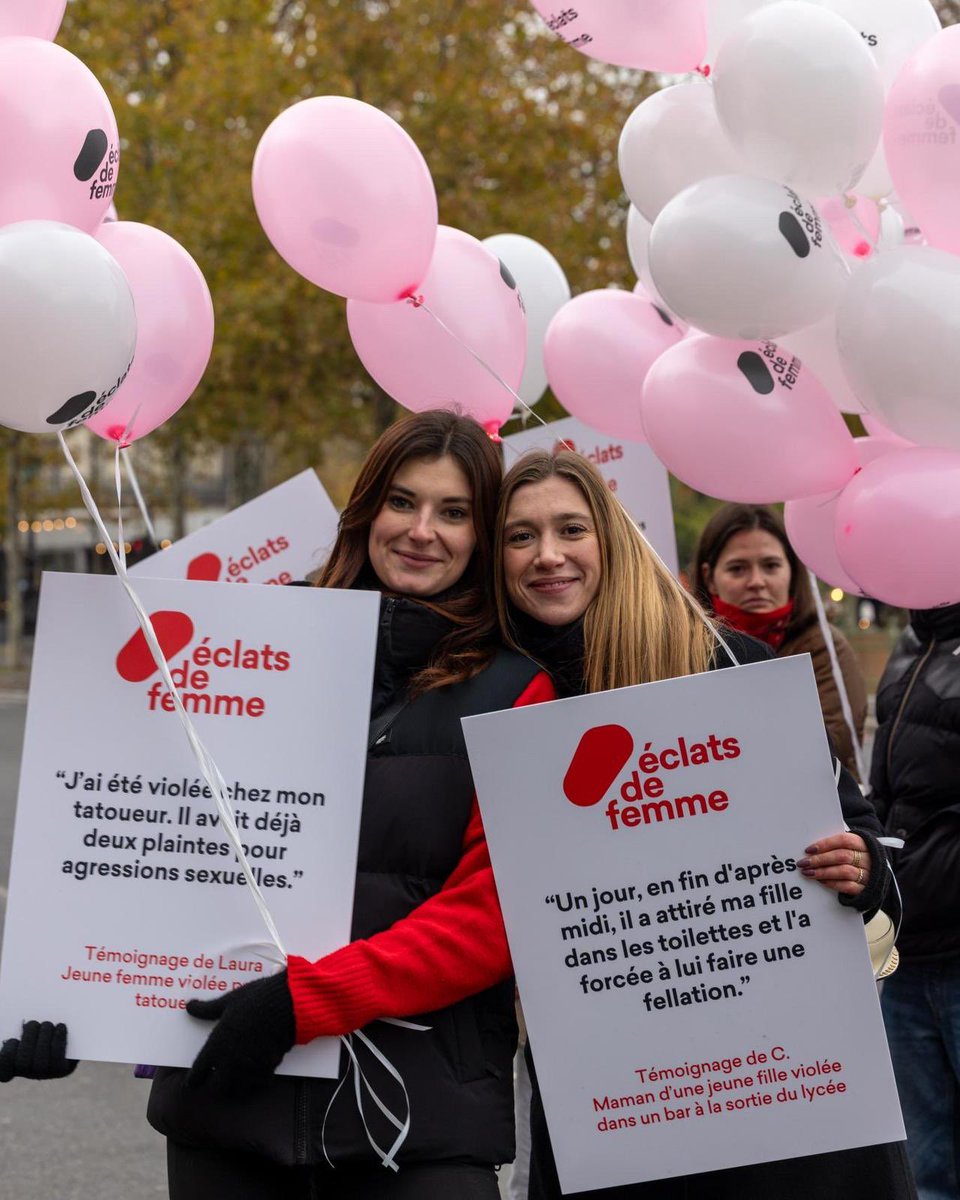 ClaireGeronimii's tweet photo. Première manifestation, premières impressions :
Deux visions, deux camps. C’est ce qui est apparu hier.

Pour notre toute première participation à la marche contre les violences faites aux femmes, nous avons ressenti un bel élan de soutien. Merci à Éclats de femme et à toutes les personnes qui ont marché avec nous.

Mais je ne peux cacher ma profonde déception : nous n’avons pas pu rejoindre le cortège principal. On nous a expliqué qu’il fallait mobiliser plus d’une centaine de CRS, la BRAV-M et même une sécurité privée dédiée pour nous encadrer.

Et c’est là que quelque chose devient vraiment douloureux : voir d’autres femmes nous accueillir avec hostilité, au point de créer un climat de tension et de violence.
En un jour consacré à dénoncer les violences faites aux femmes, assister à cela est particulièrement triste.

Cette journée devrait rassembler, soutenir, protéger. Elle devrait être un espace de paix et d’écoute, où chaque voix engagée pour les victimes trouve sa place.