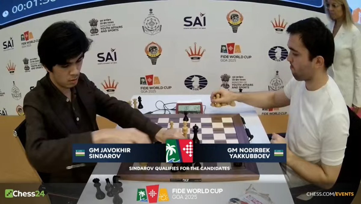 SchneeSchach's tweet image. Sindarov、Candidates進出確定嬉しい🇺🇿😆💕
Freestyle Chess, eSports World Cupで格上相手に19歳と若手ながらも頭角現してきて希望の星です✨ 
インド🇮🇳対ウズベキスタン🇺🇿、個人的に現在でチェスTop2の国なので王者決定戦で実現してほしい✌
#FIDEWorldCup2025 #FIDEWorldCup #Chess