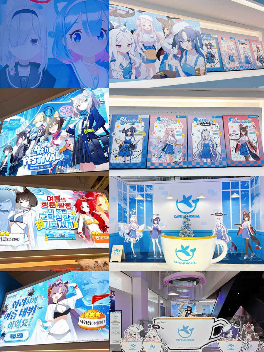 2ponlove's tweet image. 🇰🇷カフェ・メモリアルに行ってきました✈️
店内がクリスマス仕様でとても可愛かった🎄
また絶対に来ます！블루 아카이브 사랑해🫰🩵🤍