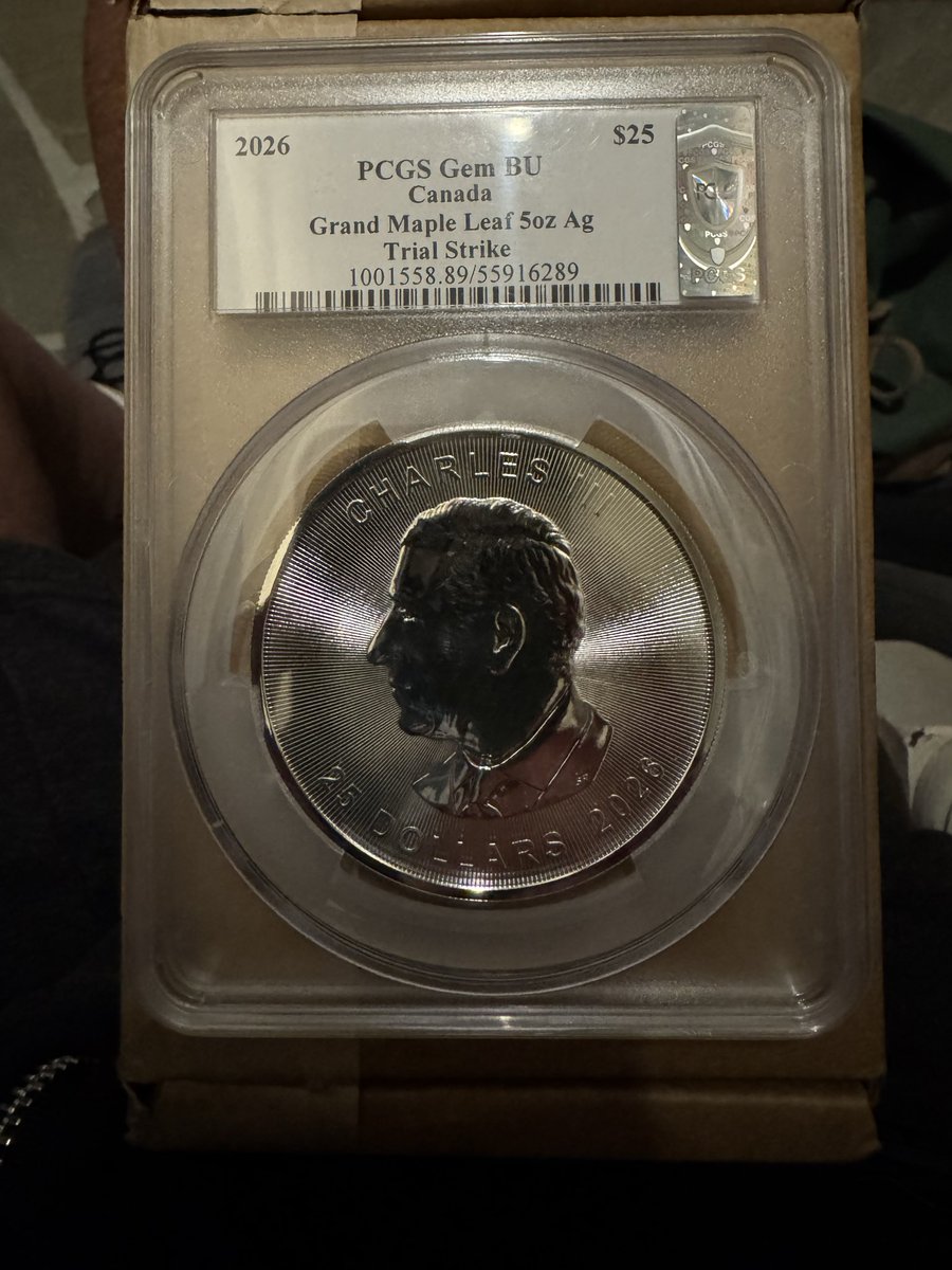 #silver #sdbullion #royalcanadianmint
Mail Call
So two of these 5 oz. Monsters came in yesterday. One is the ordinary business strike (and there’s nothing “ordinary,” really, about it) and the other, pictured here, is one of the 1,000 PCGS-certified Trial Strikes. Both coins are