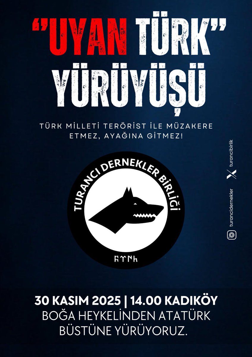 turancibirlik's tweet image. Türk vatanını ve devletini uçurumun kenarından aşağı itmek isteyen bazı siyasi partiler ve onların gayri Türk liderlerine söylüyoruz; Türk milletinin onurunu size ve ortağınız Kürtçü terör örgütüne çiğnettirmeyiz!

#TurancıDerneklerBirliği