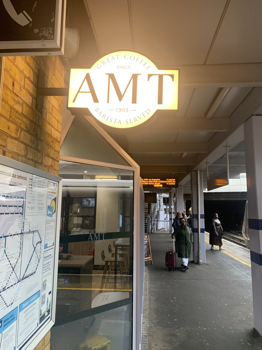 Happy to report that <a href="/AMTCoffee/">AMT Coffee</a> at Woolwich Arsenal Station (overground) does a decent coffee, and it's a nice warm place to sit in if you're waiting for a train, which presumably you are 😉 ☕️