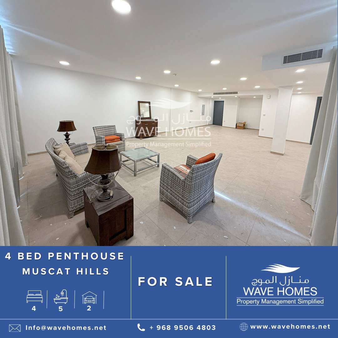 wavehomes's tweet photo. Property ID: 2967

💰 OMR 210,000 | Freehold | For Sale

4 Bedroom Penthouse For Sale!

📍 Golf Tower, Muscat Hill

Visit: https://t.co/u8CoW3LtEa

#WaveHomes #ForSale #Penthouse #LuxuryLiving #MuscatHills #GolfTower #Penthouse #OmanRealEstate #MuscatProperty #WaveHomesOman https://t.co/AKyuU6svsr