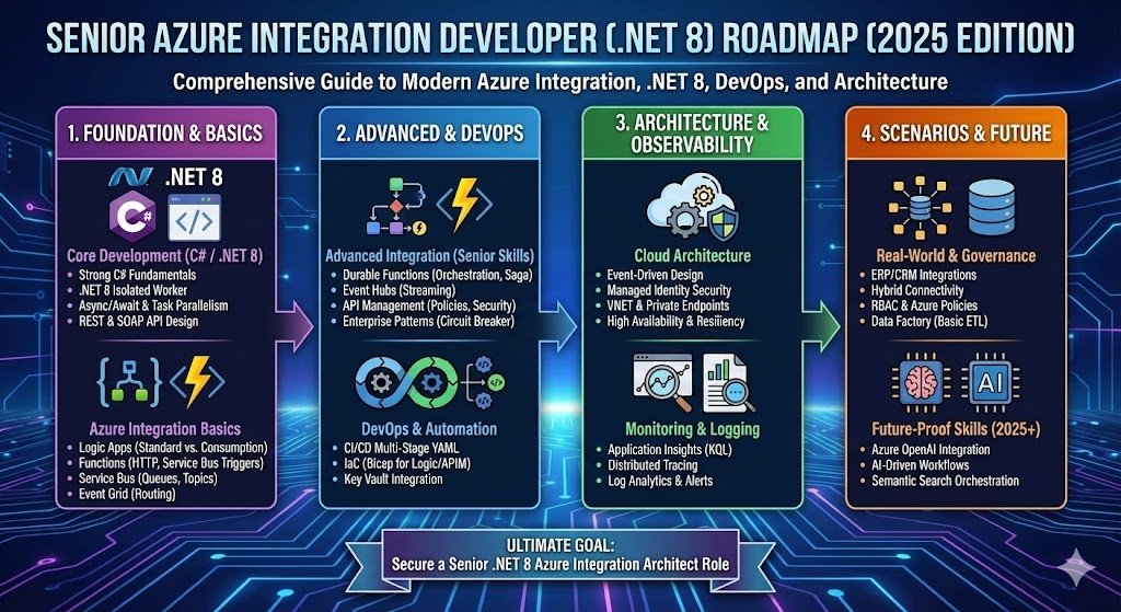 BelieveitHK's tweet image. I have asked #Google #Gemini to prepare a roadmap for a senior .NET Azure Integration architect role and it gave the below image.

#dotnet #Azure