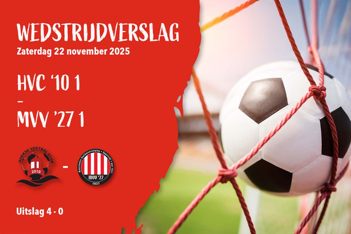 MVV ‘27 krijgt flink klop bij HVC ‘10 (4-0) mvv27.nl/2025/11/23/mvv…