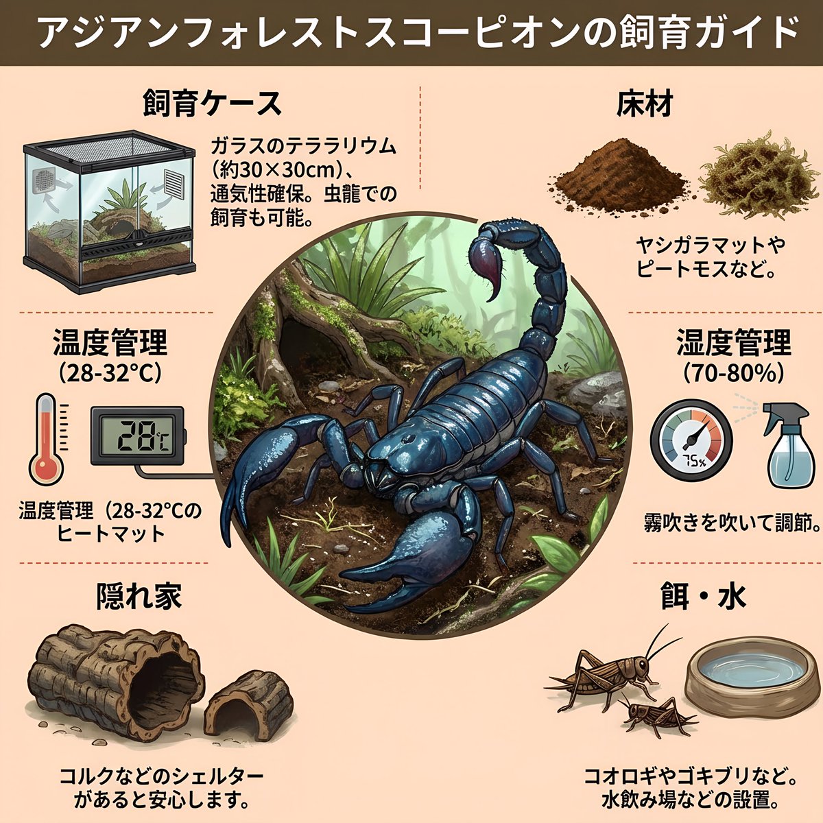 みんな大好きアジアンフォレストスコーピオンの基本的な飼育方法🦂

全ての生物に言えますがこれが100点とか無く考え実験しながら良い飼育方法探して楽しんでください。