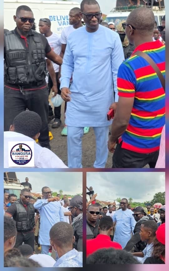 IndeObsSL's tweet photo. APC flagbearer hopeful Dr. Ibrahim Bangura received a massive welcome in Port Loko as he arrived for the Bai Bureh Hall expansion ceremony, highlighting growing support for his leadership bid.
  #Sierraleone https://t.co/hlFp5rc1qV