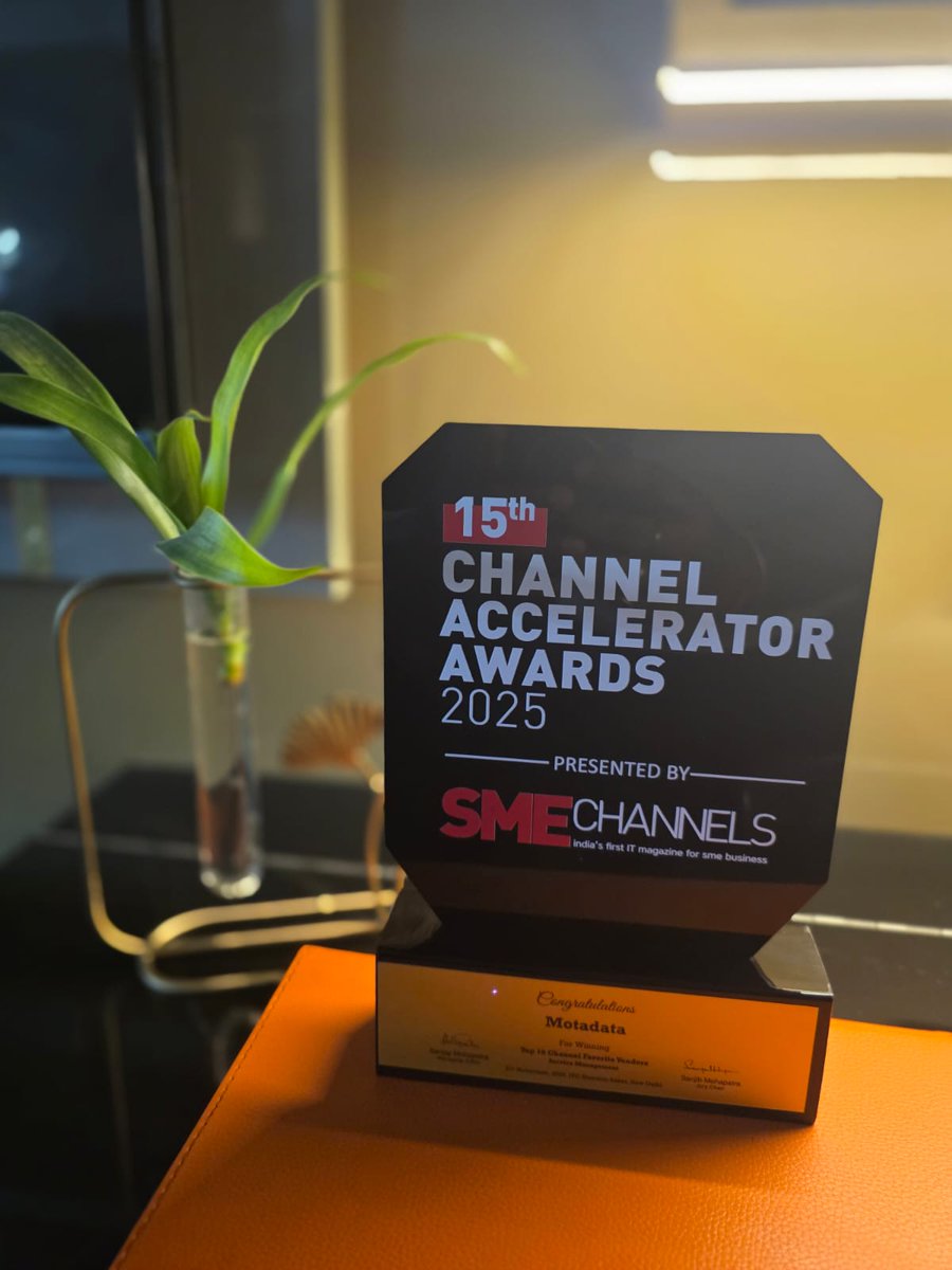 MotadataSystems's tweet image. 𝐏𝐫𝐨𝐮𝐝 𝐌𝐨𝐦𝐞𝐧𝐭

We’re excited to be recognised among the Top 10 Channel Favourite Vendors at the 15th SME Channels–Channel Accelerator Awards 2025. This reflects our strong channel partnerships and impactful collaborations. 

#ChannelAcceleratorAwards2025 #SMEChannels