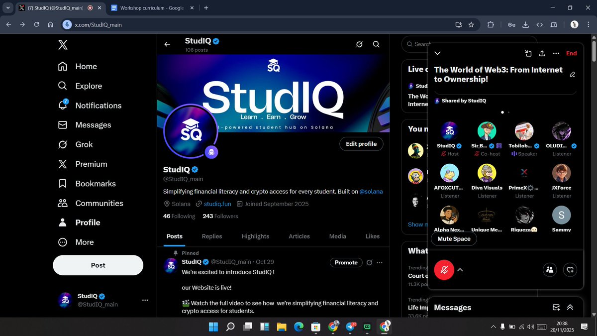 adeolalasisi6's tweet image. The first session of @StudIQ_main one month workshop was a huge success 😁🔥💜💙 ... Due to the huge sacrifices I and @sirbarna had to put in😂.

Today is the Day 2 of the workshop and tonight by 8pm we will be discussing &quot;Getting started with Solana 💜&quot;.

Don&apos;t miss tonight!!!