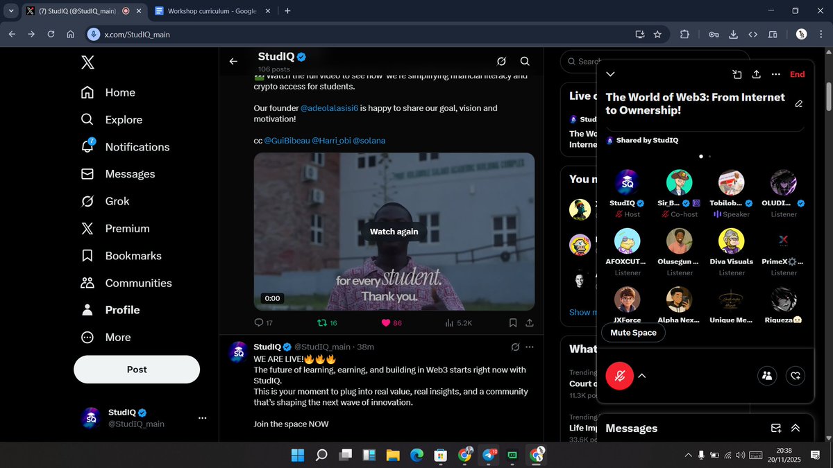 adeolalasisi6's tweet image. The first session of @StudIQ_main one month workshop was a huge success 😁🔥💜💙 ... Due to the huge sacrifices I and @sirbarna had to put in😂.

Today is the Day 2 of the workshop and tonight by 8pm we will be discussing &quot;Getting started with Solana 💜&quot;.

Don&apos;t miss tonight!!!