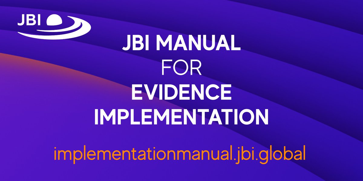 JBIEBHC's tweet photo. 🔇The JBI Manual for Evidence Implementation provides an overview of JBI-endorsed approaches to getting evidence into practice, and step-by-step guidance for implementing evidence.

🔖 Bookmark this free resource: https://t.co/u8kJXxU2Ue

#JBIEBHC #EvidenceImplementation https://t.co/ccD7N2dnSl